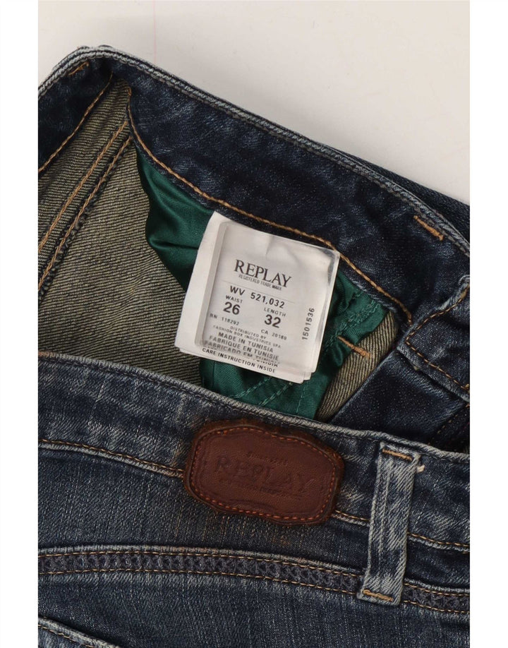 Replay Womens Slim Jeans W26 L32 Blue Cotton