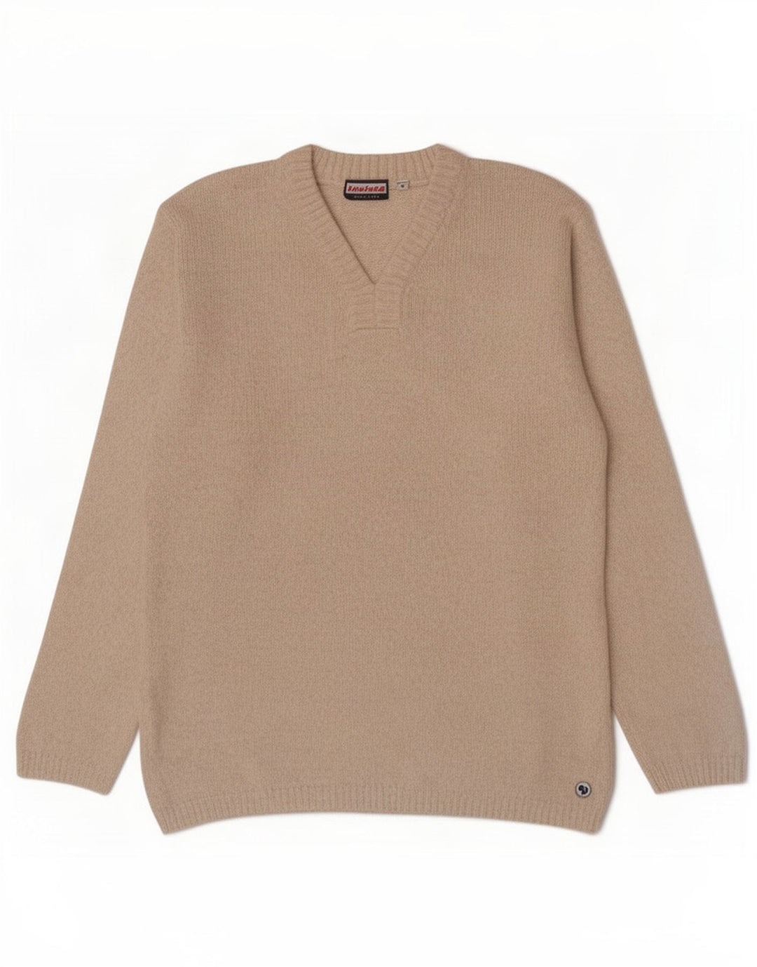 Invicta Mens V-Neck Jumper Sweater Medium Beige Cotton