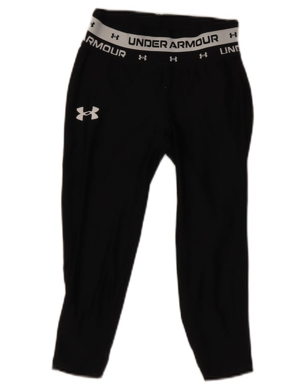 UNDER ARMOUR Girls Graphic Leggings 7-8 Years Small Black Polyester