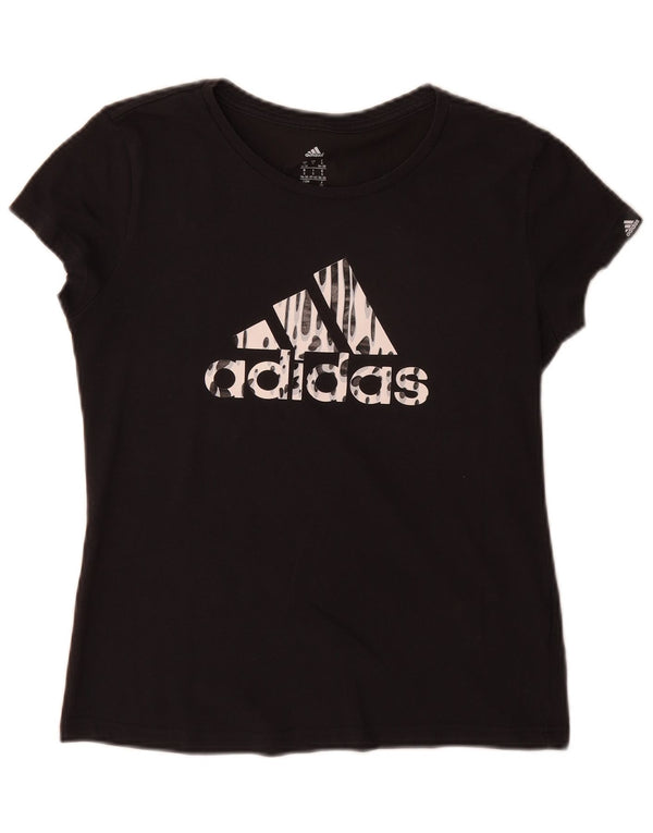 Adidas Womens Graphic T-Shirt Top UK 8/10 Small Black Cotton