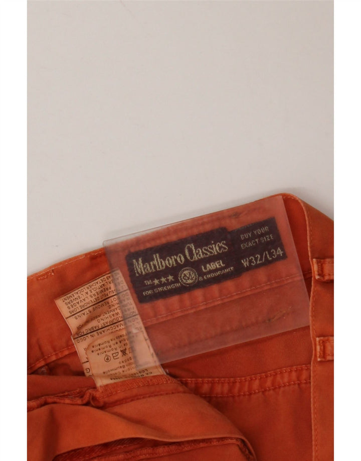 MARLBORO CLASSICS Mens Straight Casual Trousers W32 L28 Orange Cotton