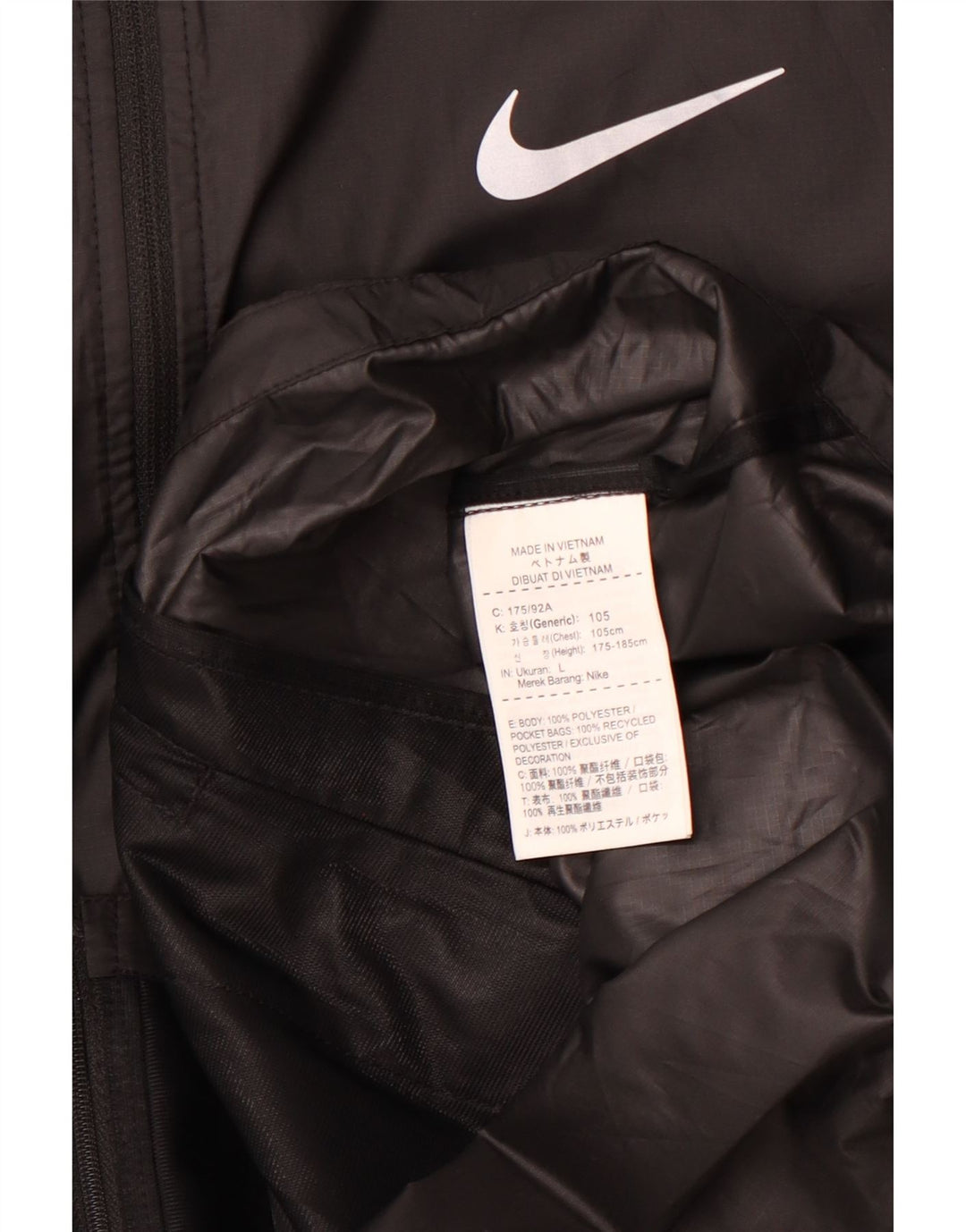 NIKE Mens Hooded Rain Jacket UK 40 Large Black Polyester