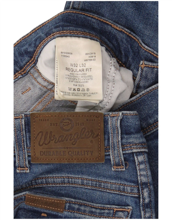 WRANGLER Mens Regular Fit Straight Jeans W32 L32 Blue Cotton