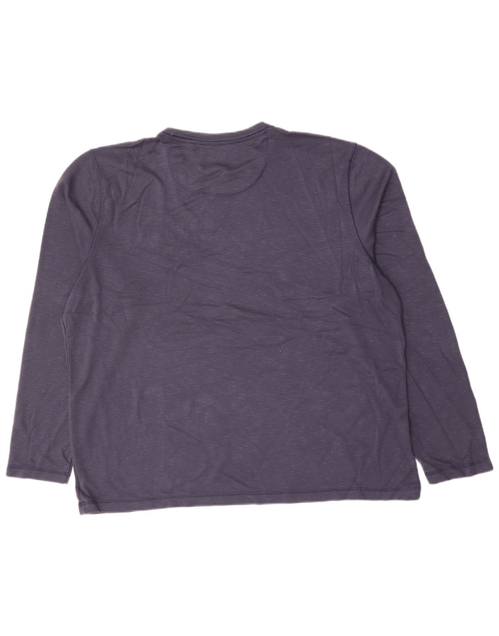 ORVIS Mens Top Long Sleeve 2XL Navy Blue Flecked Rayon