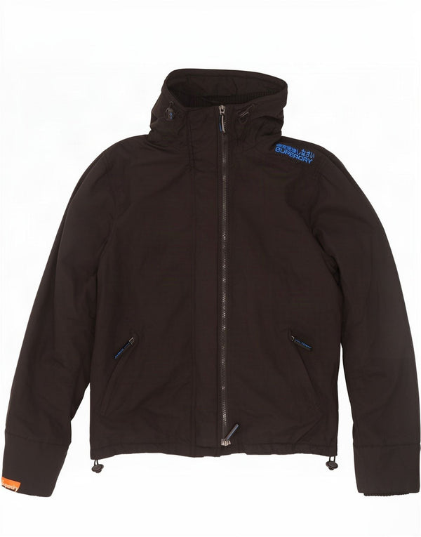 Superdry Mens Graphic Hooded Windbreaker Jacket UK 42 XL Black Nylon