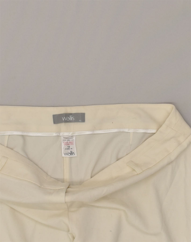 WALLIS Womens Capri Trousers UK 16 Large W36 Off White Polyester | Vintage Wallis | Thrift | Second-Hand Wallis | Used Clothing | Messina Hembry 