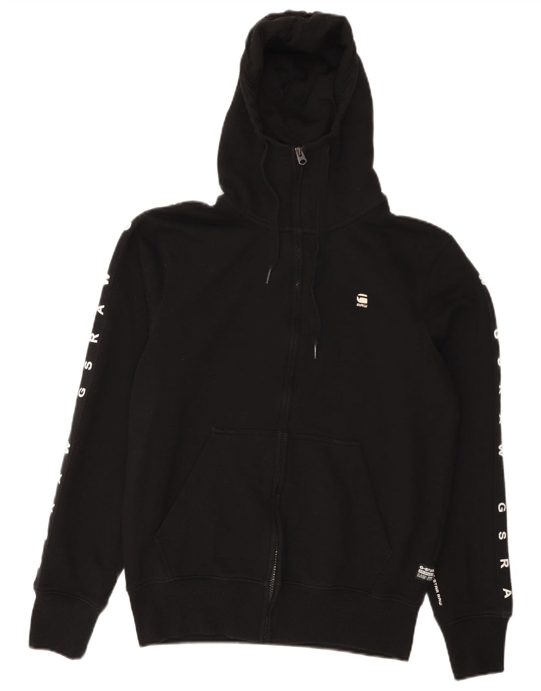 G-Star Mens Graphic Zip Hoodie Sweater Small Black Cotton