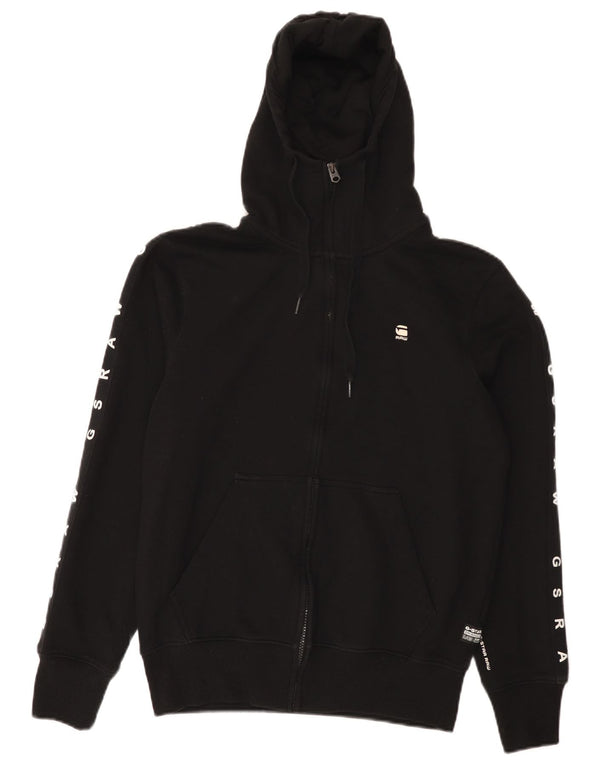 G-Star Mens Graphic Zip Hoodie Sweater Small Black Cotton