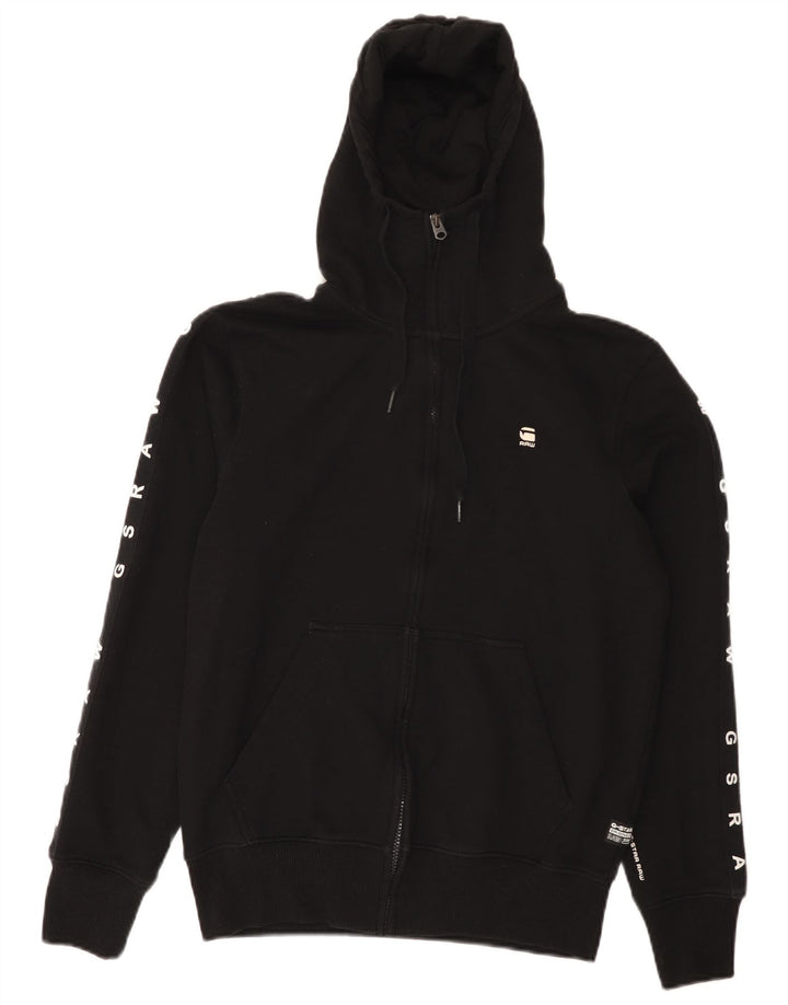 G-Star Mens Graphic Zip Hoodie Sweater Small Black Cotton