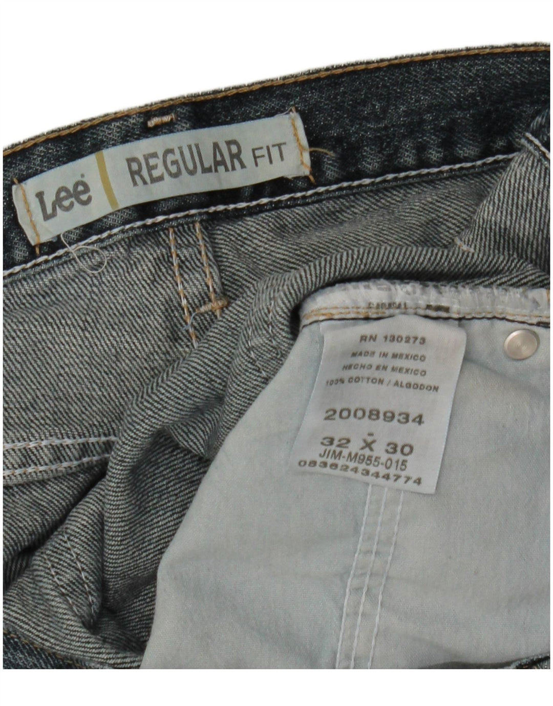Lee Mens Regular Fit Straight Jeans  W32 L30 Blue Cotton