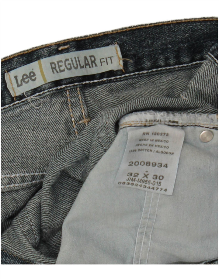 Lee Mens Regular Fit Straight Jeans  W32 L30 Blue Cotton