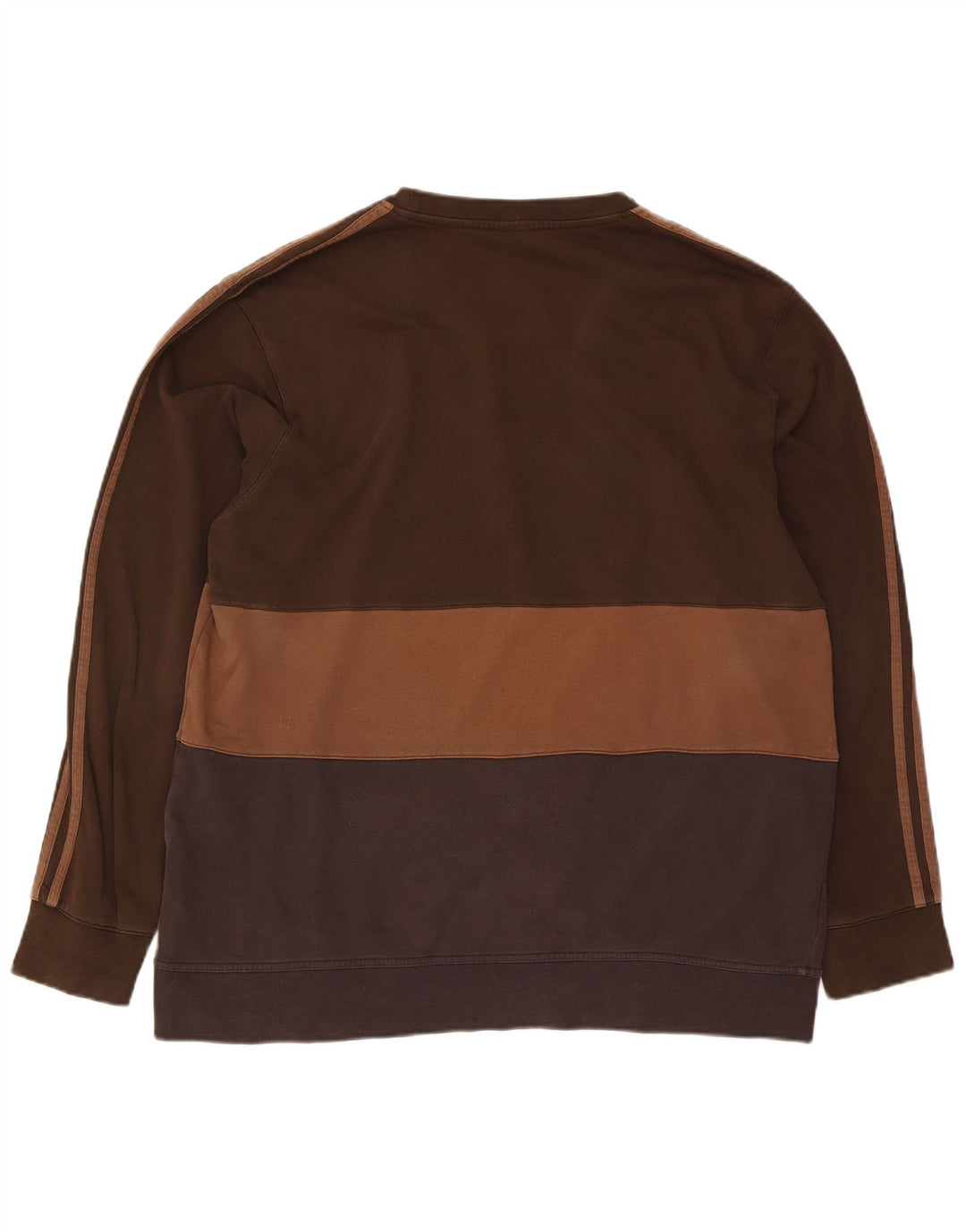 Adidas Mens Sweatshirt Jumper 2XL Brown Colourblock Cotton