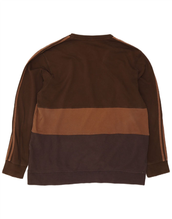 Adidas Mens Sweatshirt Jumper 2XL Brown Colourblock Cotton