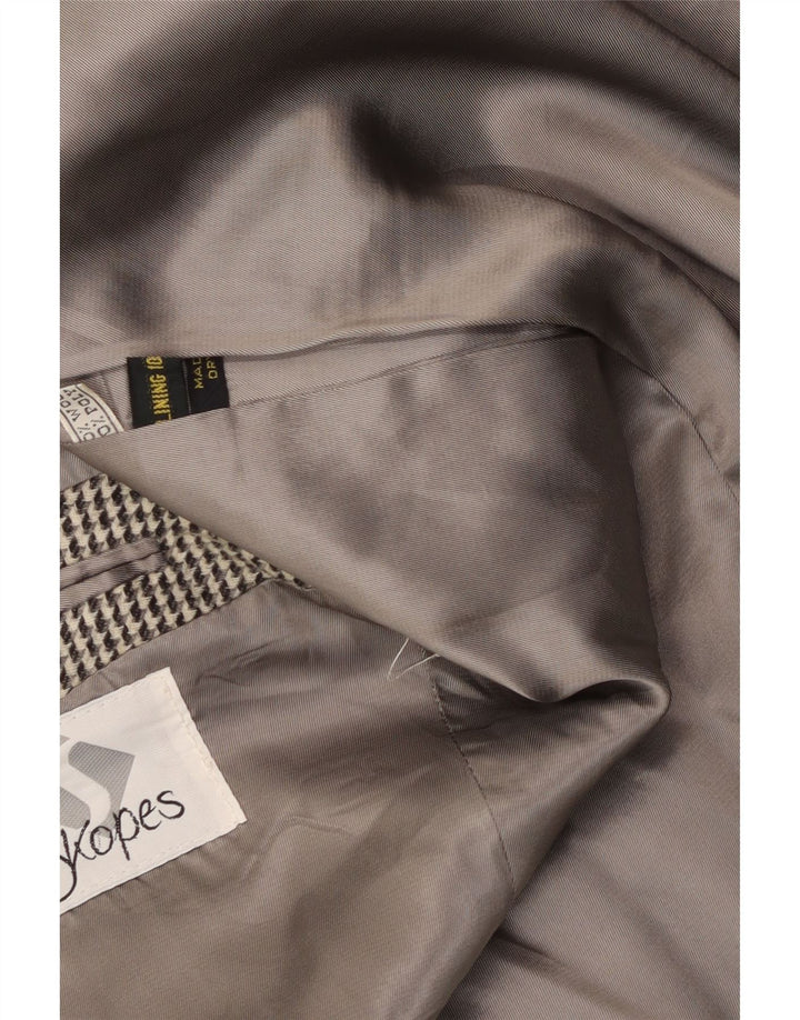 Vintage Mens 2 Button Blazer Jacket UK 40 Large Grey Houndstooth Wool