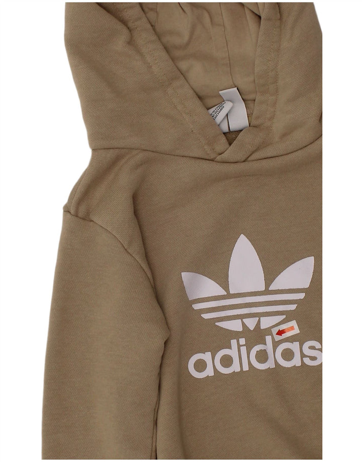 ADIDAS Baby Girls Graphic Hoodie Jumper 18-24 Months Beige Cotton