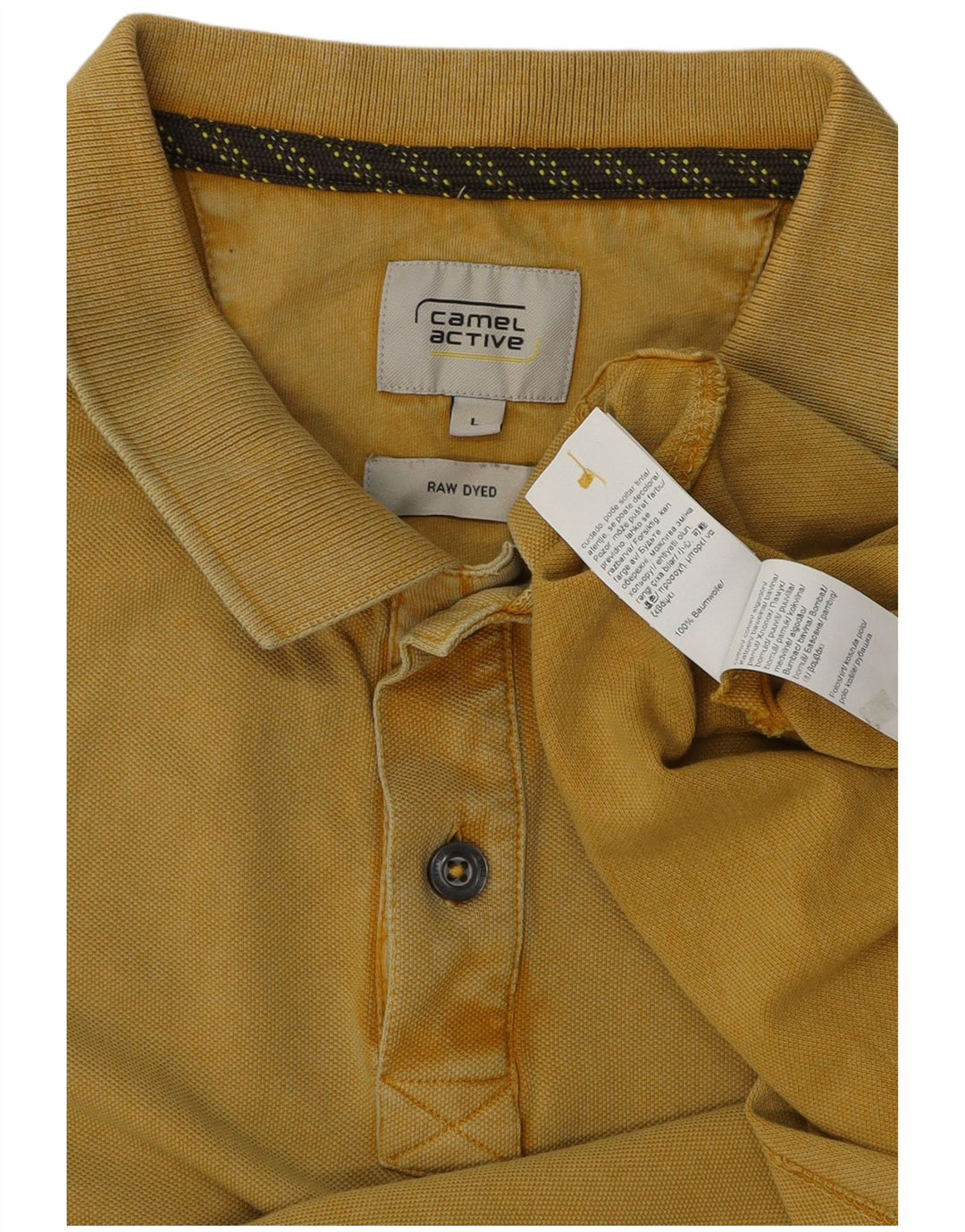 Camel Active Mens Raw Dyed Polo Shirt Large Yellow Cotton