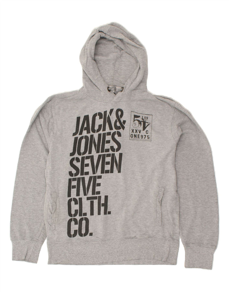 JACK & JONES Mens Graphic Hoodie Jumper Medium Grey Cotton | Vintage Jack & Jones | Thrift | Second-Hand Jack & Jones | Used Clothing | Messina Hembry 