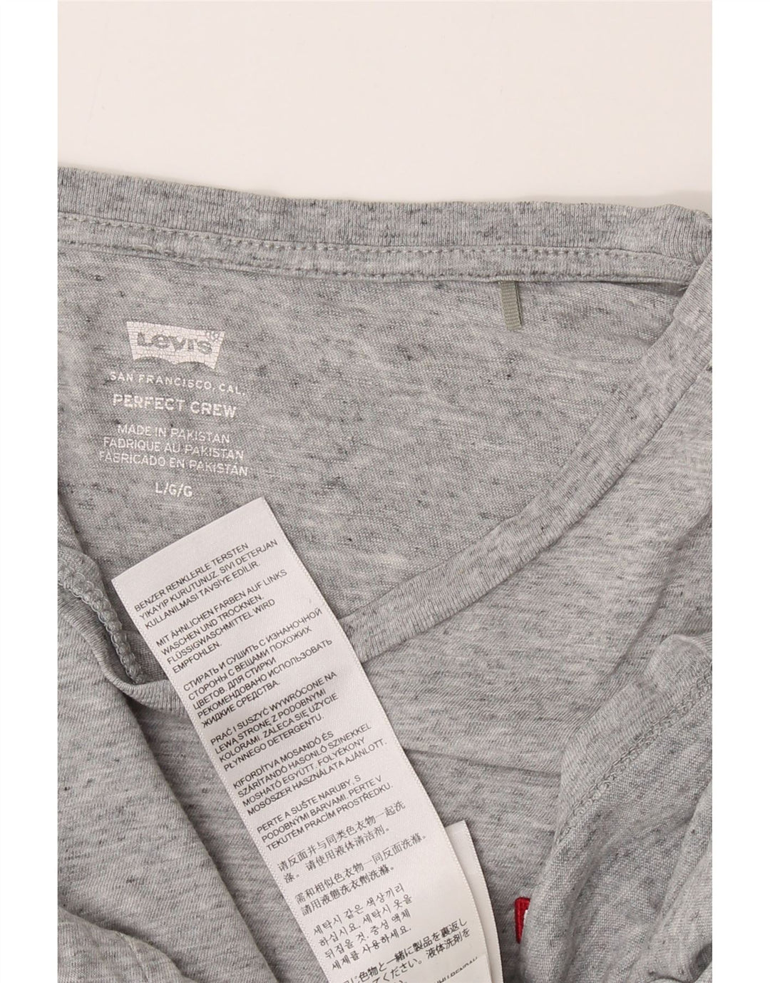 LEVI'S Womens T-Shirt Top UK 14 Large Grey Flecked Cotton Vintage Levi's and Second-Hand Levi's from Messina Hembry 