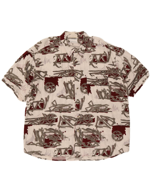 Via Cortesa Mens Abstract Pattern Short Sleeve Shirt XL White