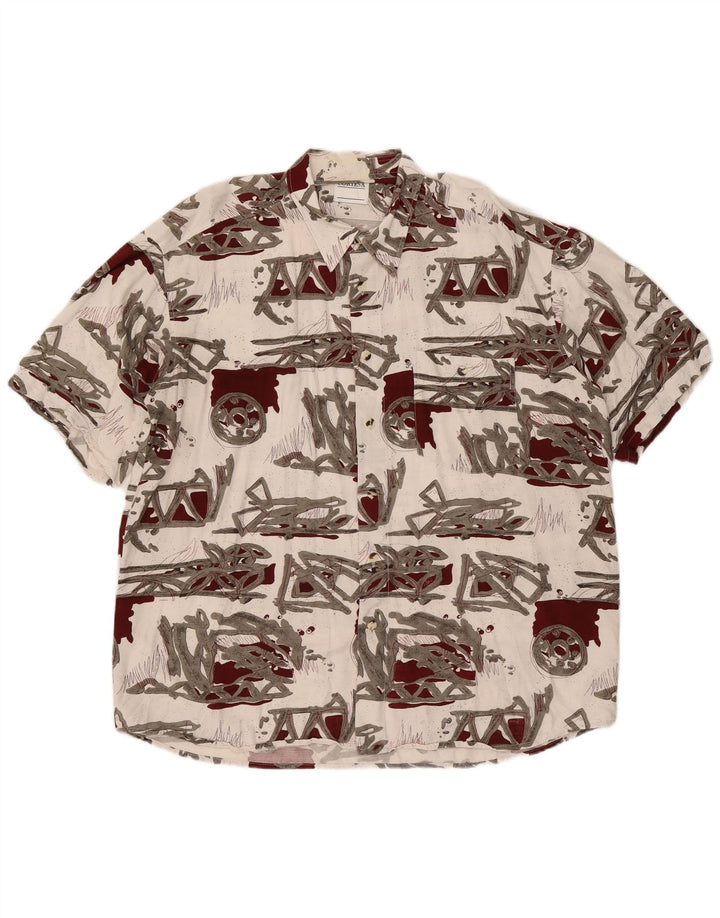 Via Cortesa Mens Abstract Pattern Short Sleeve Shirt XL White