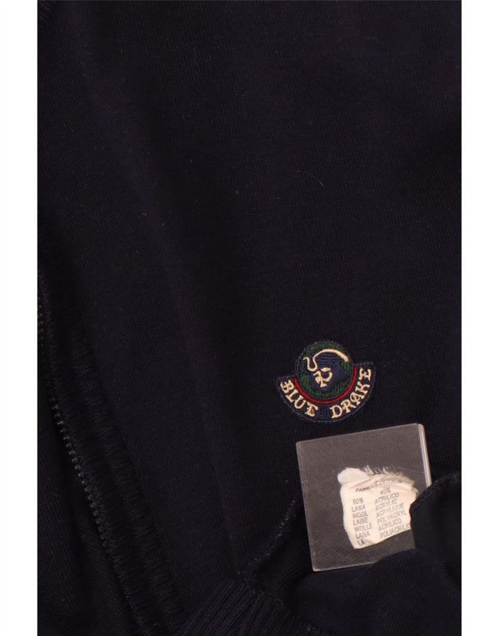 BLUE DRAKE Mens Cardigan Sweater XL Navy Blue Wool