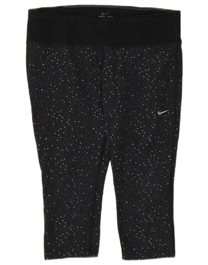 Nike Womens Dri Fit Capri Leggings UK 16 Large  Black Geometric Polyester