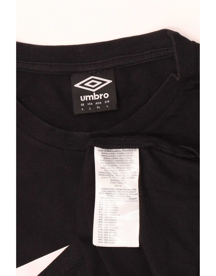 Umbro Mens Graphic T-Shirt Top Large Black Cotton