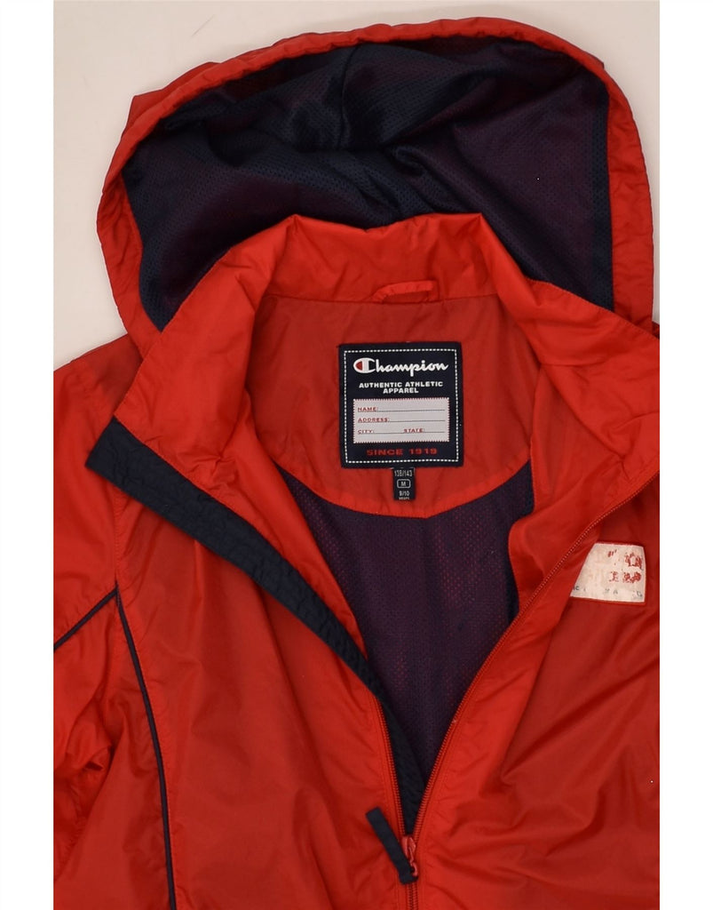 CHAMPION Boys Hooded Rain Jacket 9-10 Years Medium Red Nylon | Vintage Champion | Thrift | Second-Hand Champion | Used Clothing | Messina Hembry 