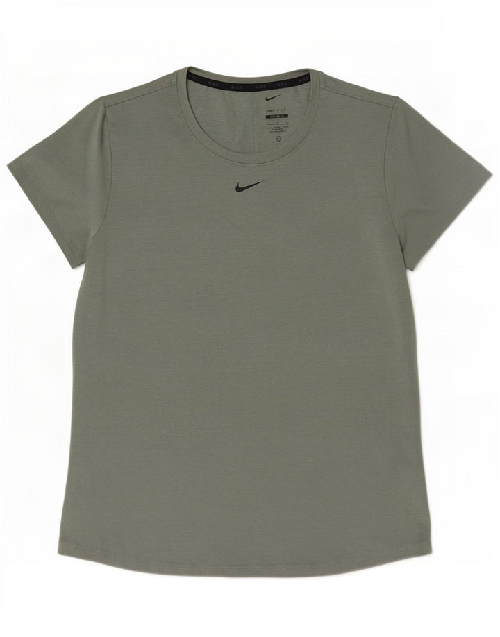 Nike Womens Dri Fit Slim T-Shirt Top UK 16 Large Green Polyester
