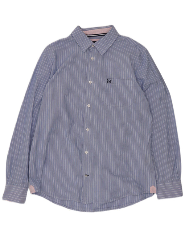 Crew Clothing Mens Classic Fit Shirt Large Blue Pinstripe Cotton