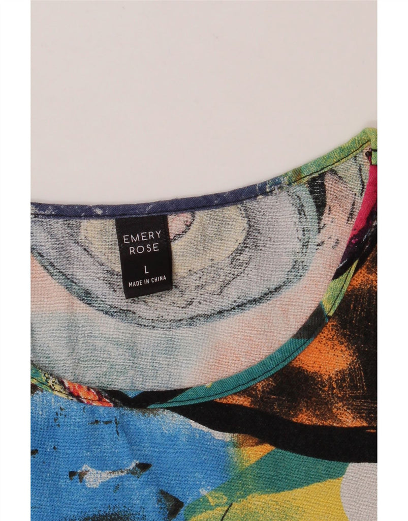 EMERY ROSE Womens T-Shirt Top UK 16 Large Multicoloured Geometric Cotton Vintage Emery Rose and Second-Hand Emery Rose from Messina Hembry 