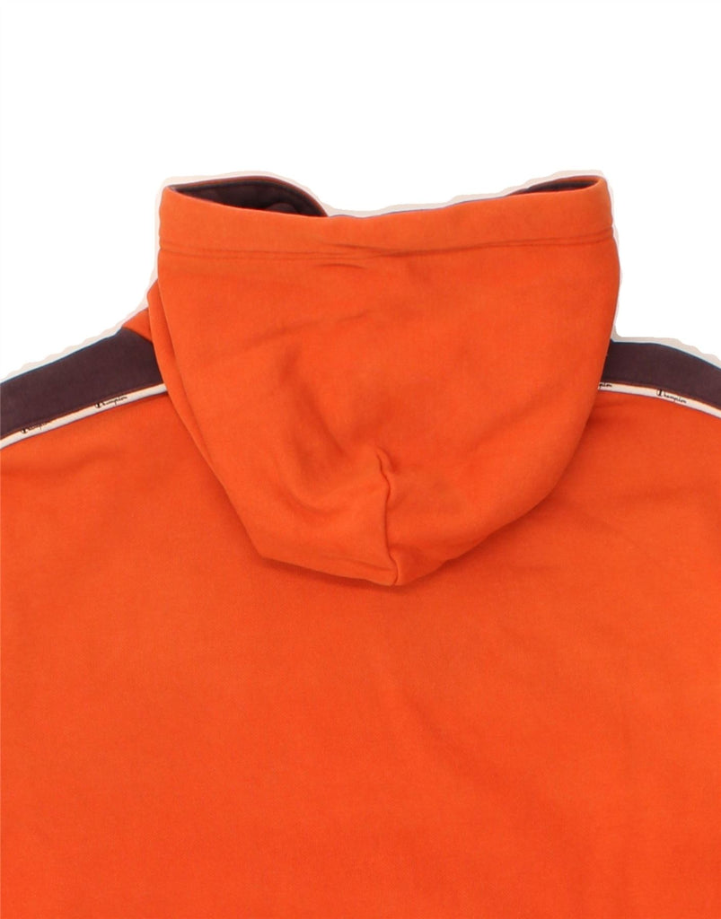 CHAMPION Mens Graphic Hoodie Jumper Medium Orange Colourblock Cotton | Vintage Champion | Thrift | Second-Hand Champion | Used Clothing | Messina Hembry 