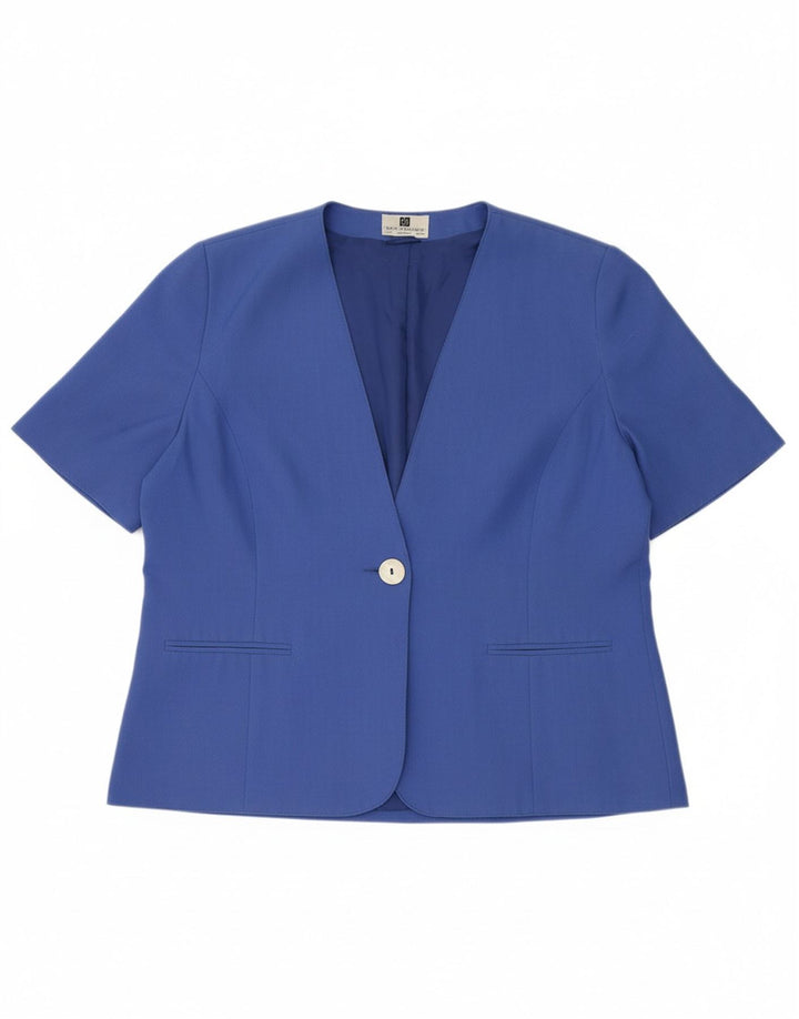 PAUL SEPARATES Womens 1 Button Short Sleeve Blazer Jacket UK 18 XL Blue