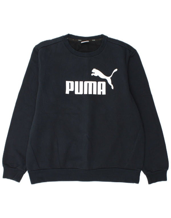 Puma Mens Graphic Sweatshirt Jumper Large Navy Blue Cotton
