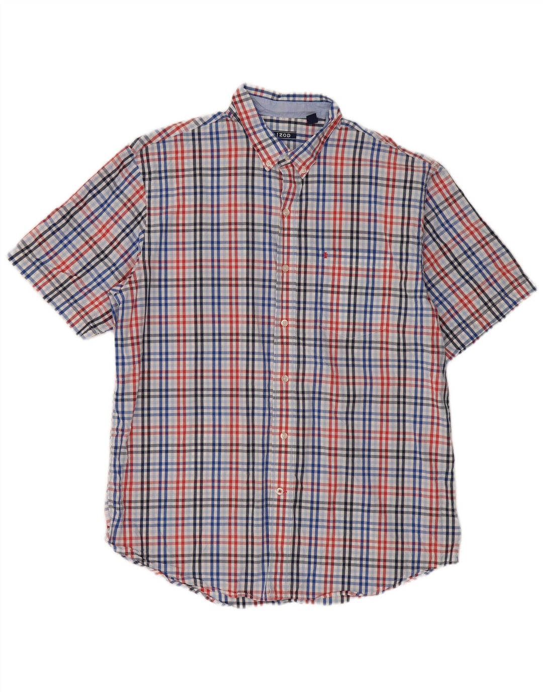 Izod Mens Short Sleeve Shirt Large Multicoloured Check Cotton