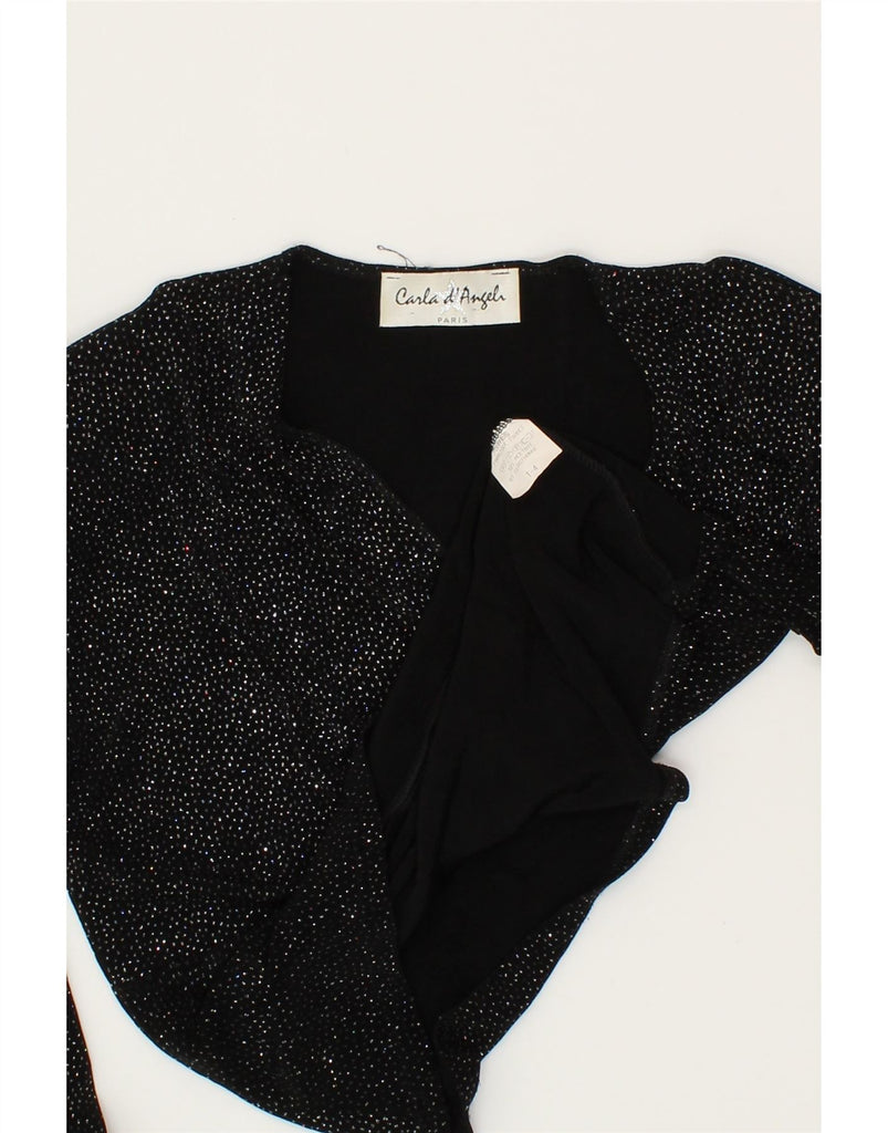 VINTAGE Womens Blouse Top UK 16 Large Black Spotted Acetate Vintage Vintage and Second-Hand Vintage from Messina Hembry 