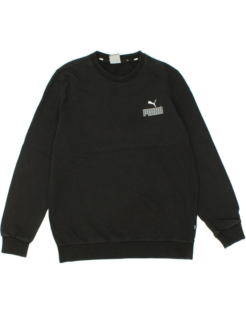 PUMA Mens Graphic Sweatshirt Jumper Medium Black Cotton | Vintage Puma | Thrift | Second-Hand Puma | Used Clothing | Messina Hembry 