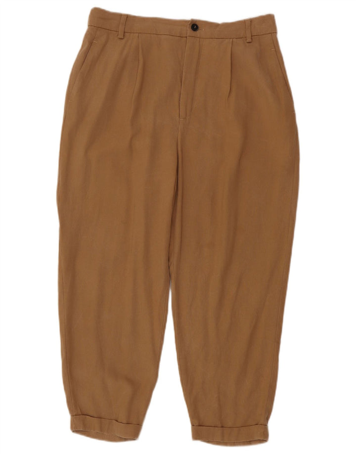 ZARA Womens Pegged Cropped Trousers Medium W28 L23 Brown Lyocell