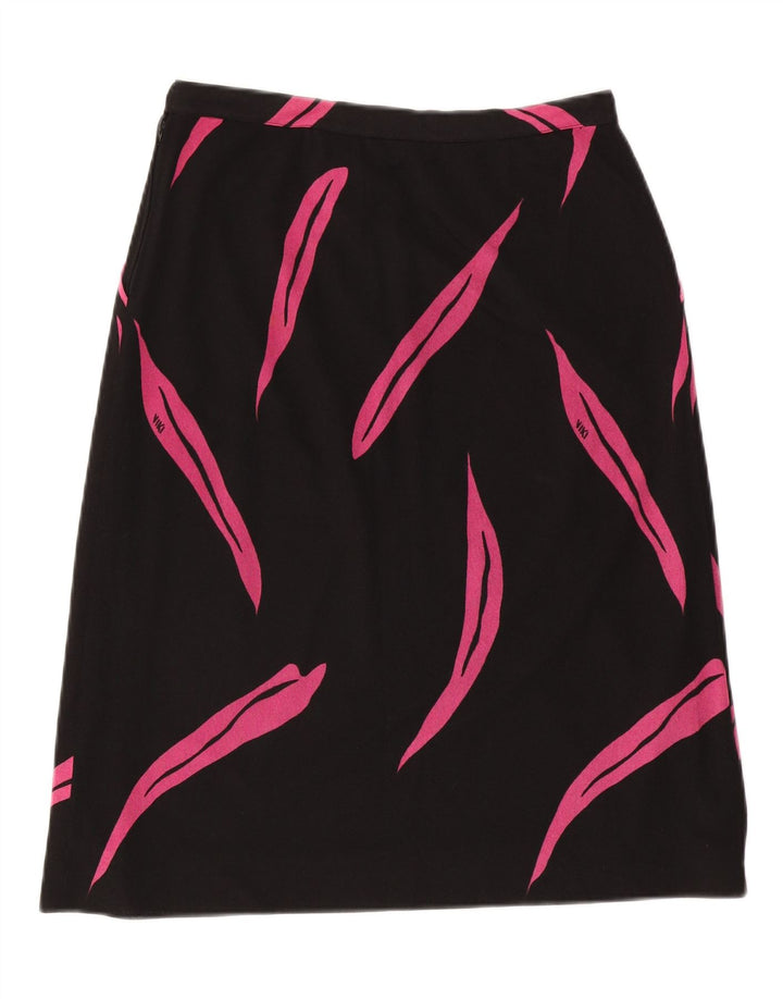 VINTAGE Womens Abstract Pattern A-Line Skirt IT 46 Large W32 Black
