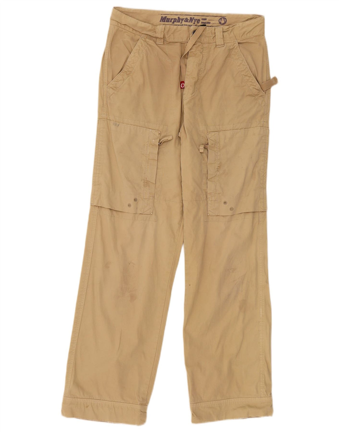 Murphy & Nye Womens Straight Cargo Trousers W30 L30 Beige Cotton