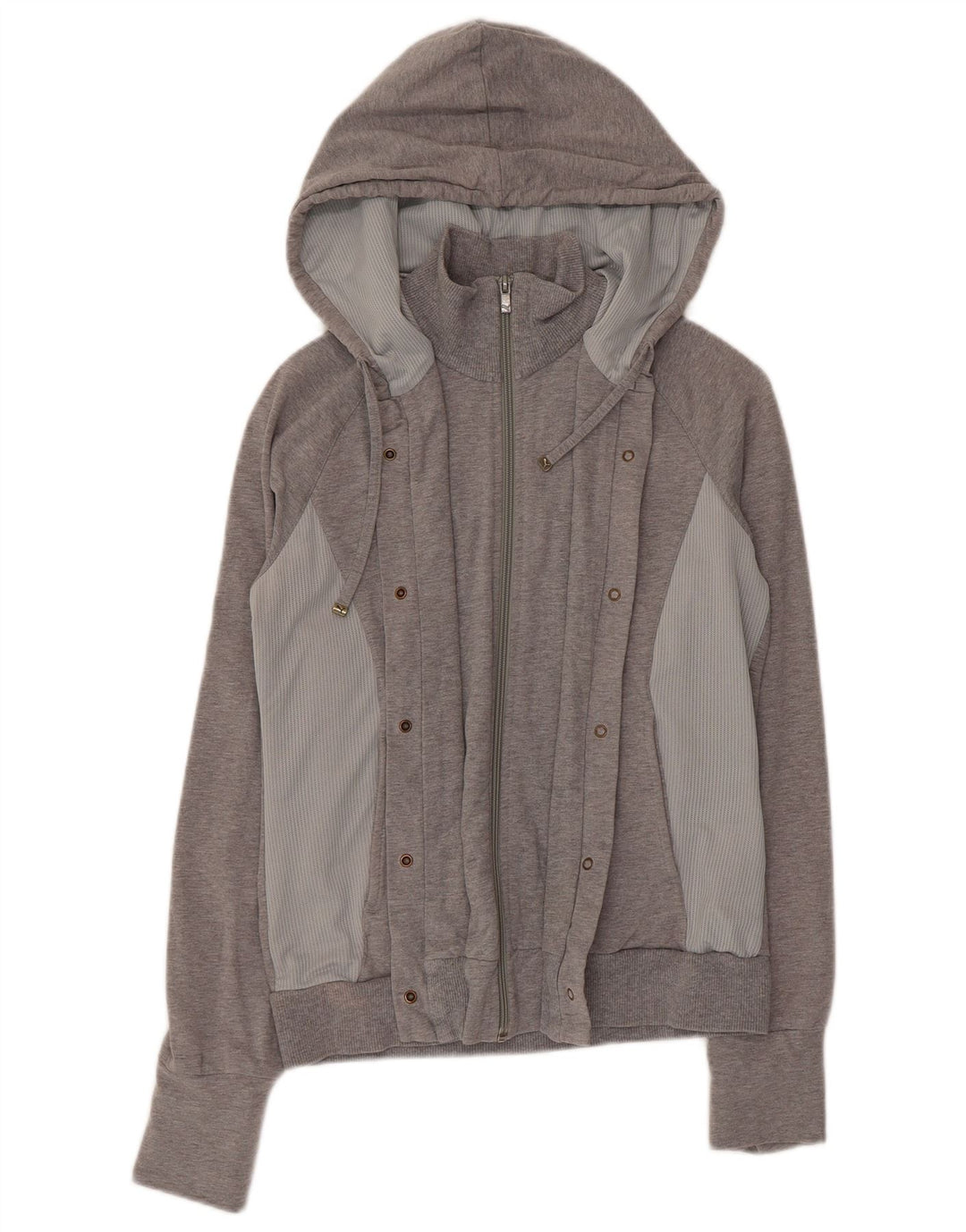 Puma Womens Zip Hoodie Sweater UK 12 Medium Grey Colourblock