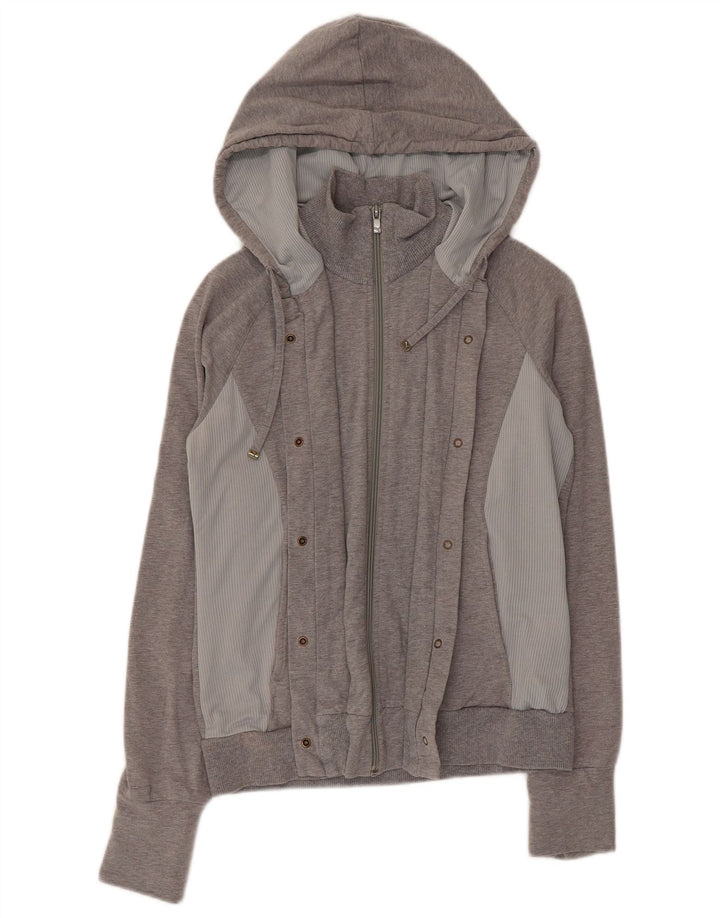 Puma Womens Zip Hoodie Sweater UK 12 Medium Grey Colourblock