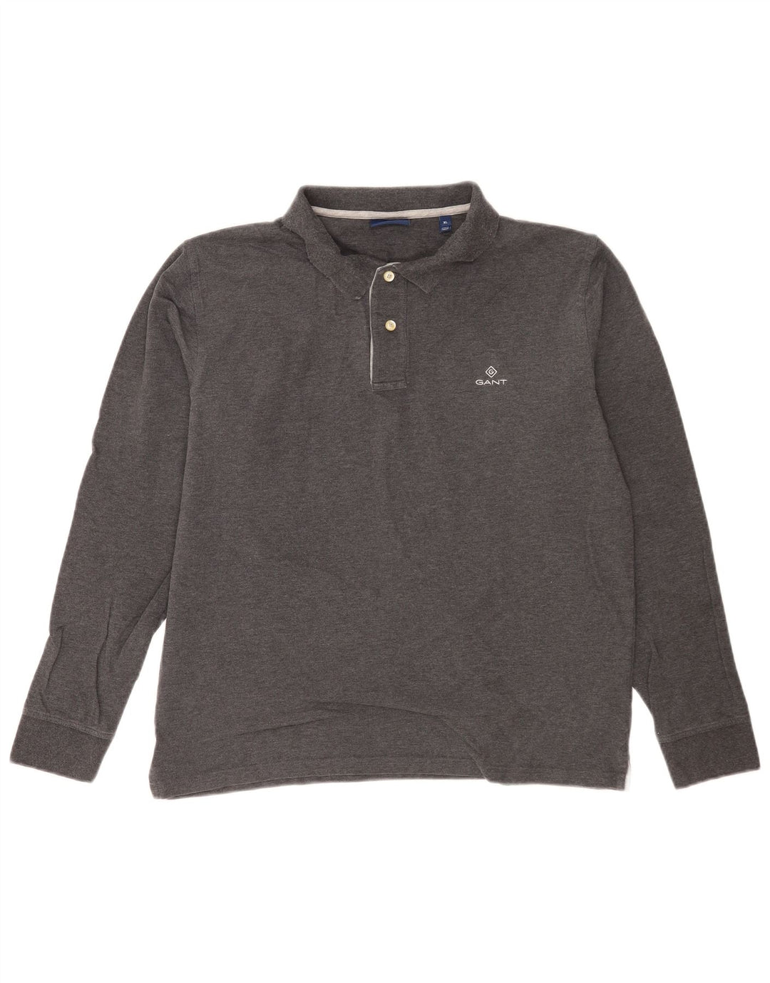 Gant Mens Long Sleeve Polo Shirt XL Grey Cotton