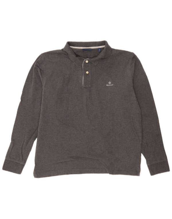 Gant Mens Long Sleeve Polo Shirt XL Grey Cotton