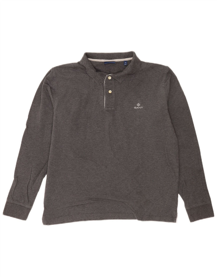 Gant Mens Long Sleeve Polo Shirt XL Grey Cotton