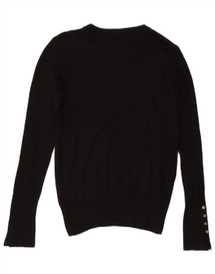 Zara Womens Crew Neck Jumper Sweater UK 12 Medium Black Viscose