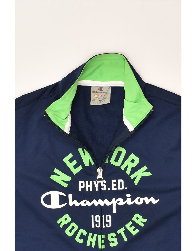 CHAMPION Boys Graphic Tracksuit Top Jacket 9-10 Years Medium Navy Blue | Vintage Champion | Thrift | Second-Hand Champion | Used Clothing | Messina Hembry 