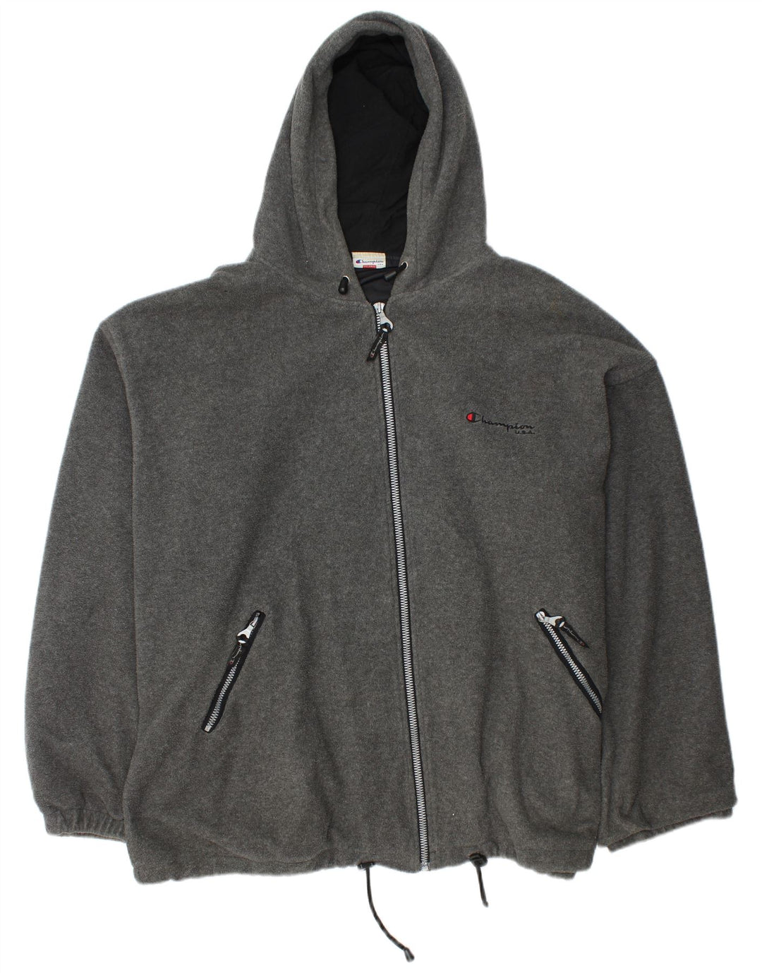Champion Mens Hooded Fleece Jacket UK 44 2XL Grey