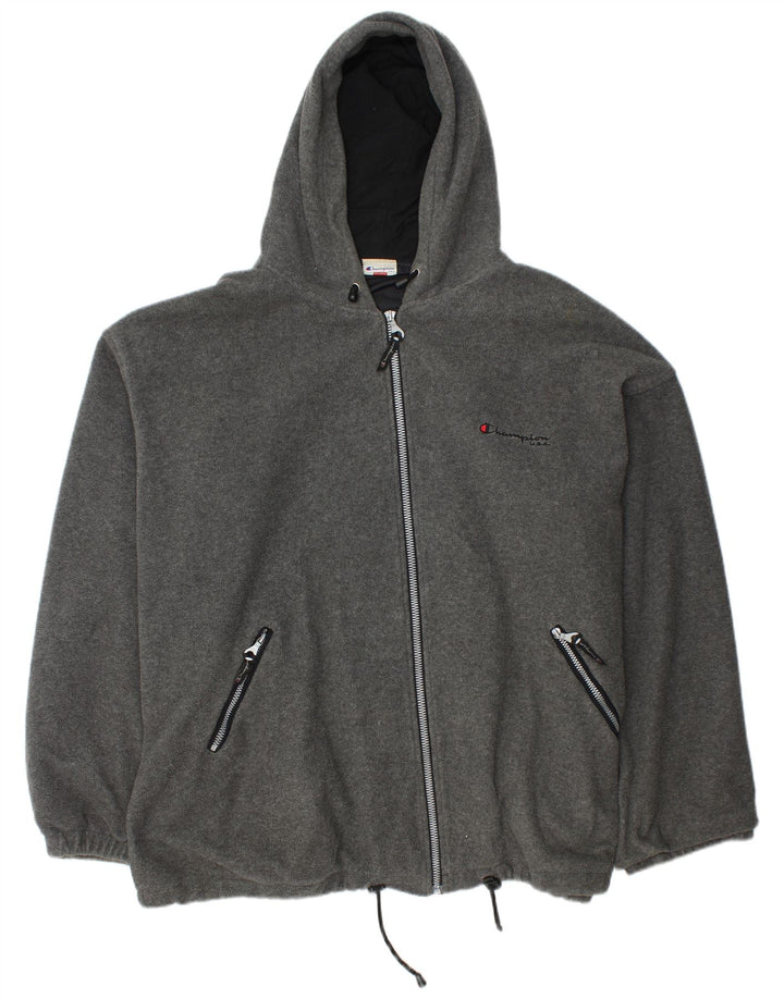 Champion Mens Hooded Fleece Jacket UK 44 2XL Grey