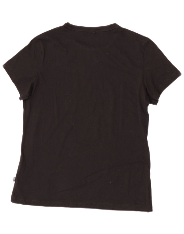 Puma Womens T-Shirt Top UK 12 Medium Black Cotton
